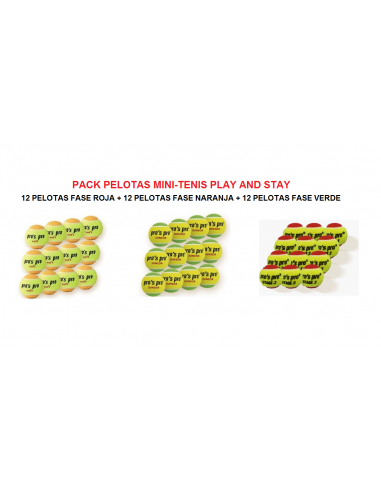 PACK MIX 36 PELOTAS MINI TENIS (PLAY AND STAY)